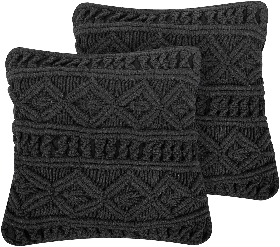 Kissen 2er Set Ohne Muster MUDANYA Bouclé 45 x 45 cm Schwarz Bild 1