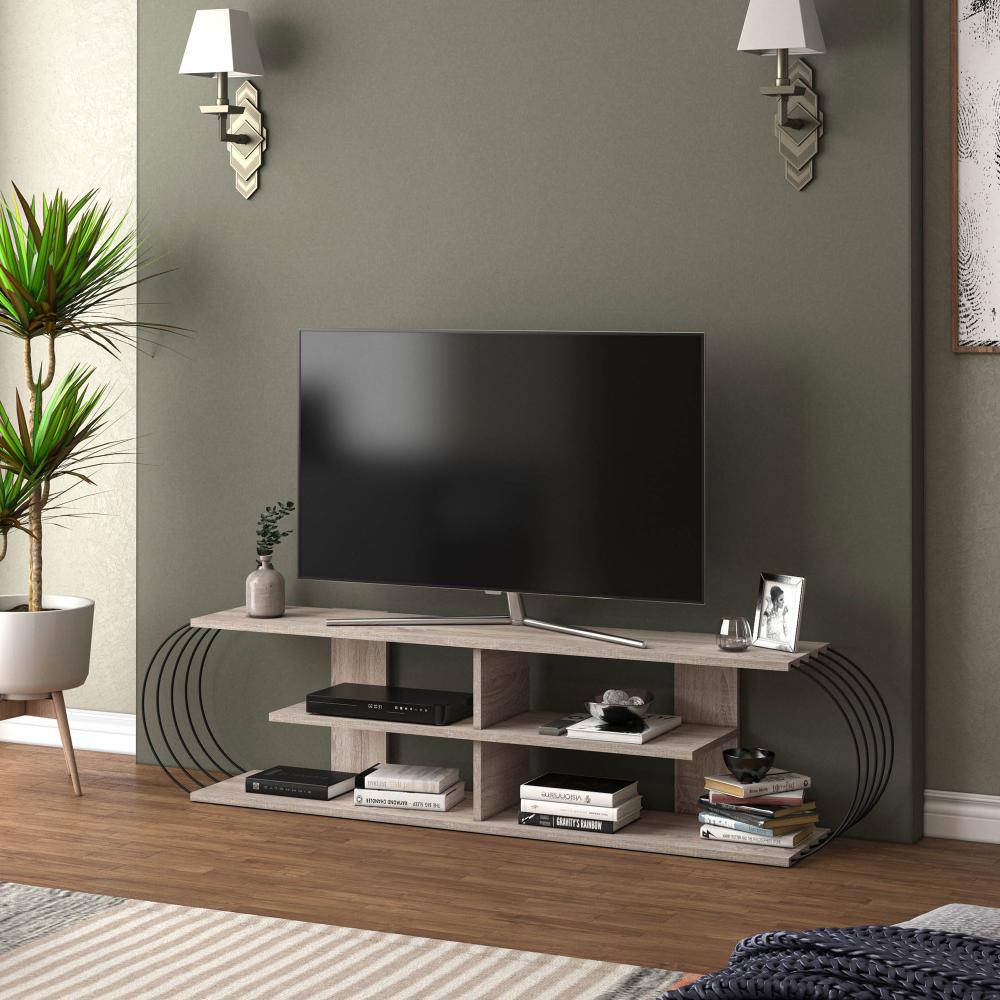Fernsehtisch Robertsfors 172 x 31 x 42 cm Eicheoptik / Schwarz [en. casa] Bild 1