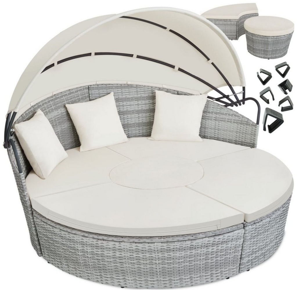 tectake Gartenliege Rattan Sonneninsel, 1, 1 St, 1tlg, mit Aluminiumgestell Bild 1