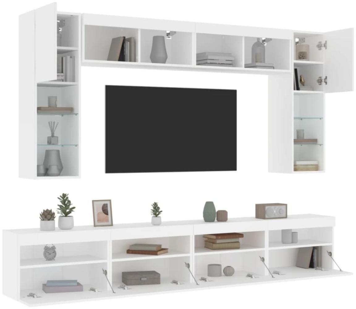 vidaXL 8-tlg. TV-Wohnwand mit LED-Leuchten Weiß 3216764 Bild 1