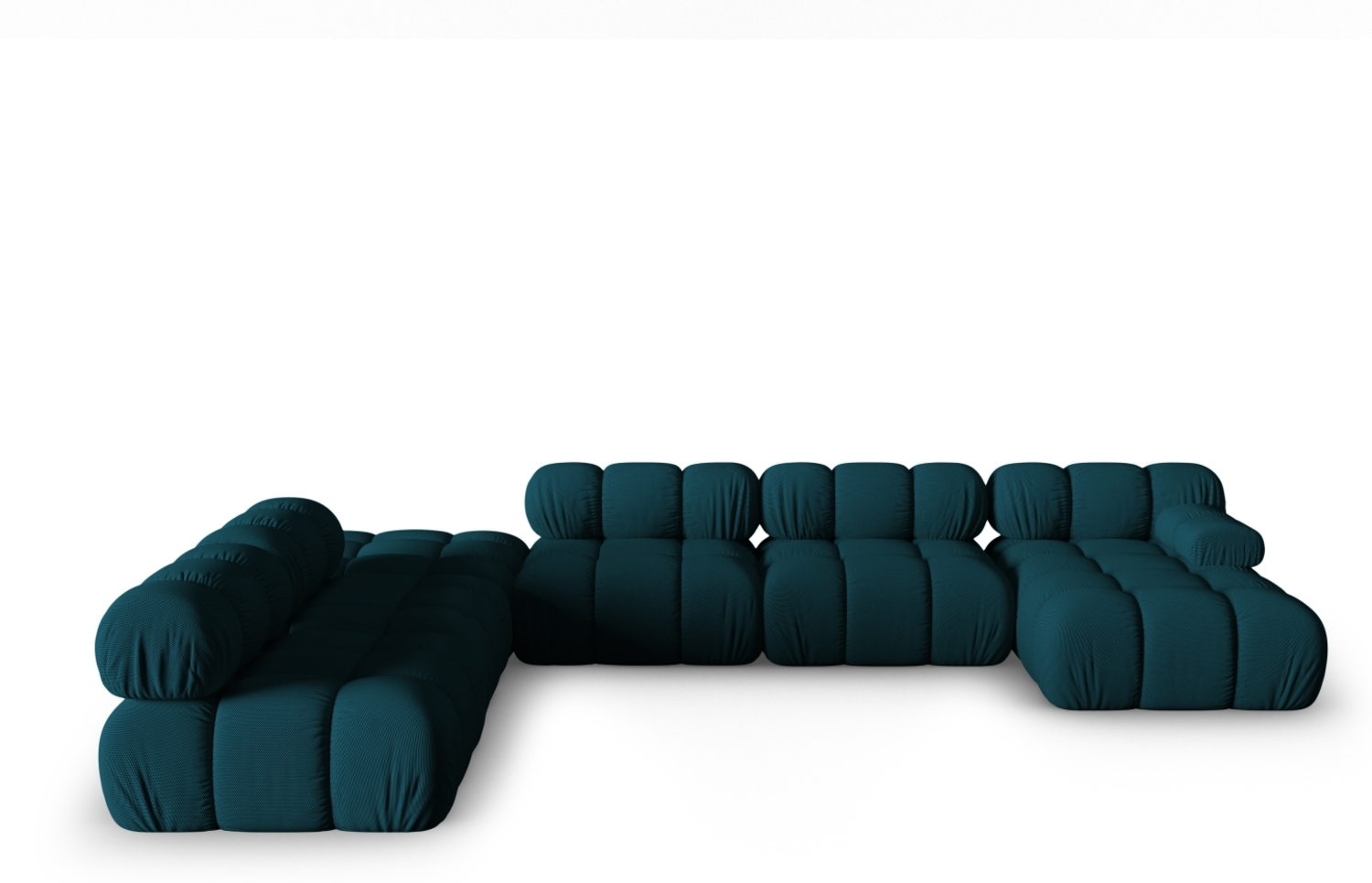 Micadoni Modulares Panorama Ecksofa Bellis 7-Sitzer Links 3D-Stoff Marineblau Bild 1