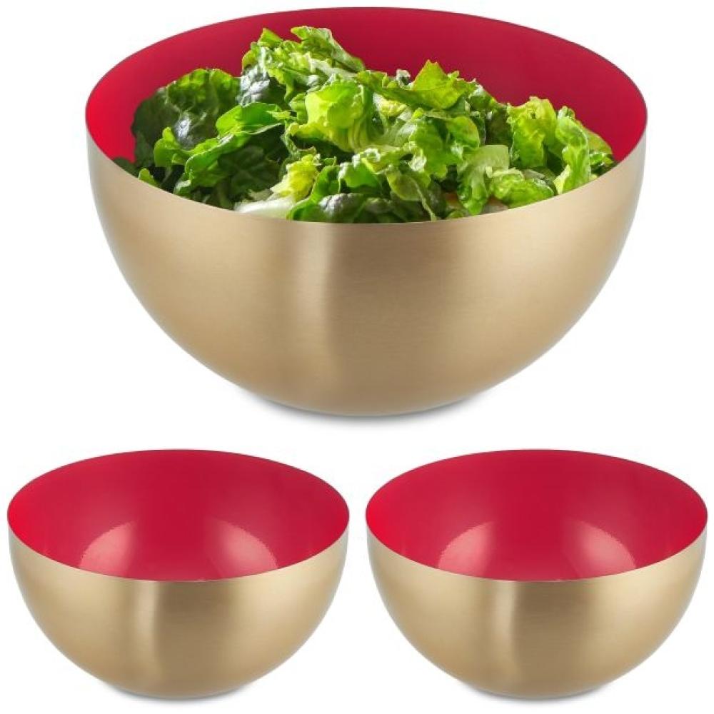 3 x Salatschüssel aus Edelstahl rot/gold 10046431 Bild 1