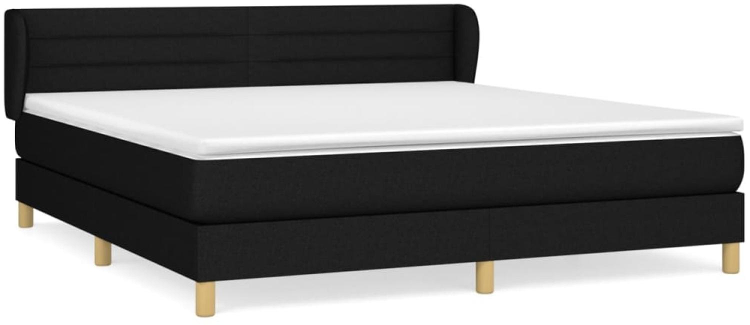 Doppelbett, Polsterbett mit Matratze Hellgrau 140x190 cm Stoff Schwarz 160x200 cm Bild 1