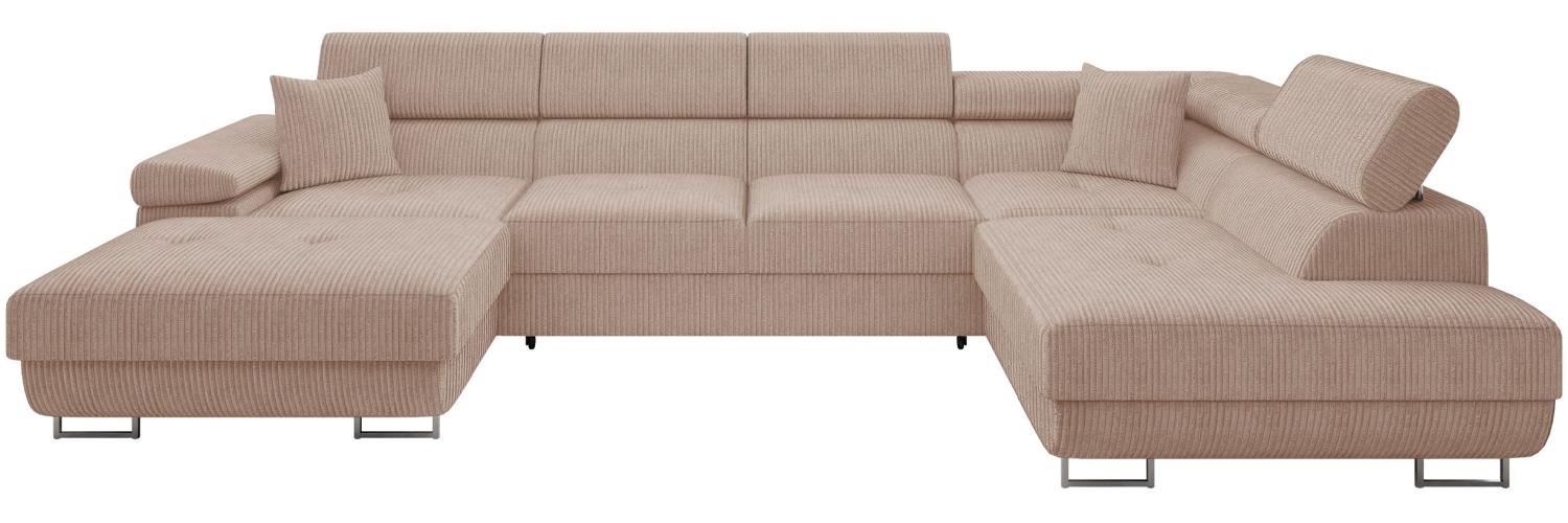 Ecksofa Torezio Bis Cord mit Bettkasten, Schlaffunktion und Einstellbare Kopfstützen (Farbe: Poso 52, Seite: Rechts) Bild 1