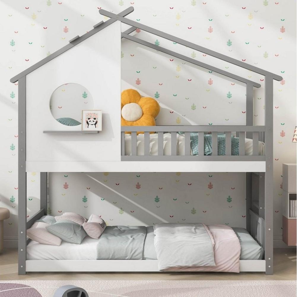 Flieks Etagenbett, Hausbett Kinderbett Massivholzbett Kiefer 200x90cm Bild 1