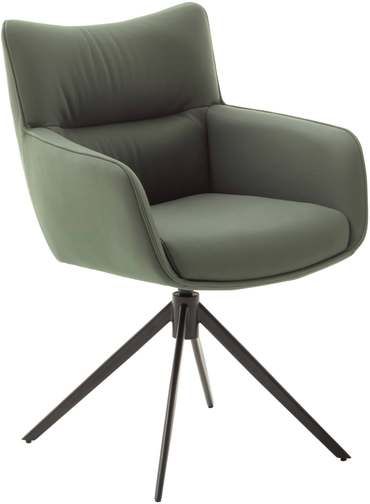 2er Set Sesselstuhl Limone - Leder, Olive / Schwarz Bild 1