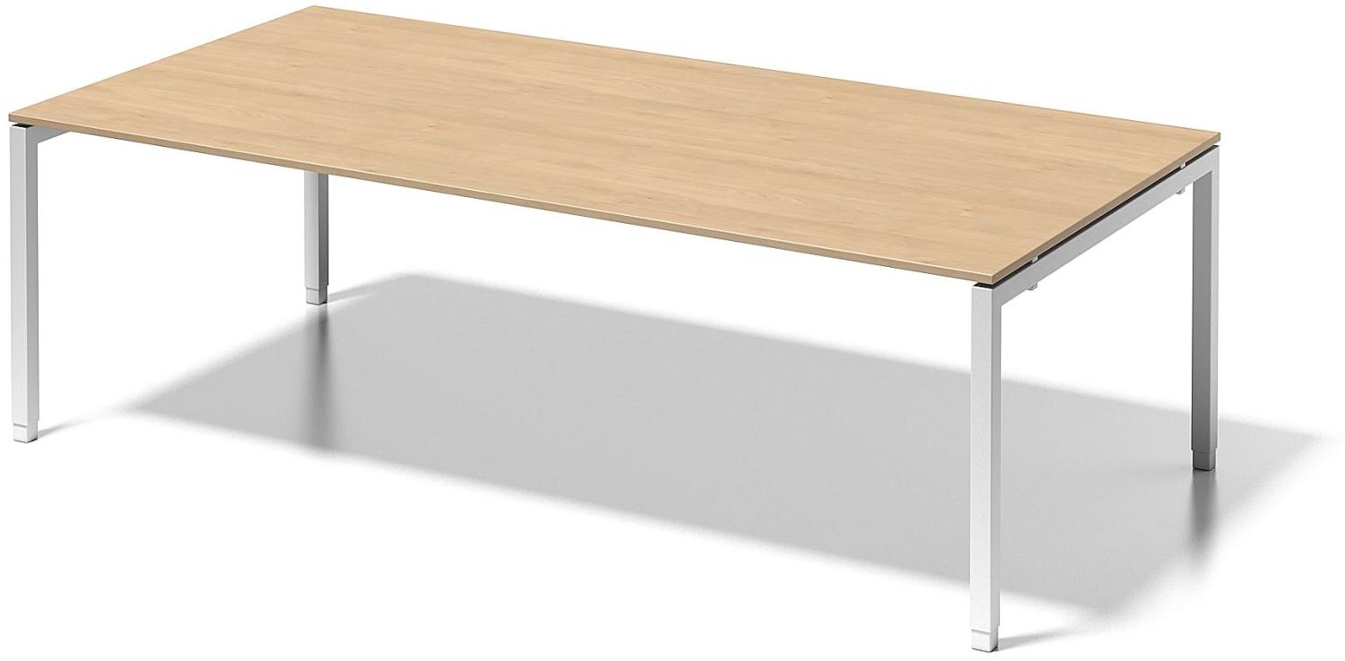 Cito Chefarbeitsplatz/Konferenztisch, 650-850 mm höheneinstellbares U-Gestell, H 19 x B 2400 x T 1200 mm, Dekor ahorn, Gestell verkehrsweiß Bild 1