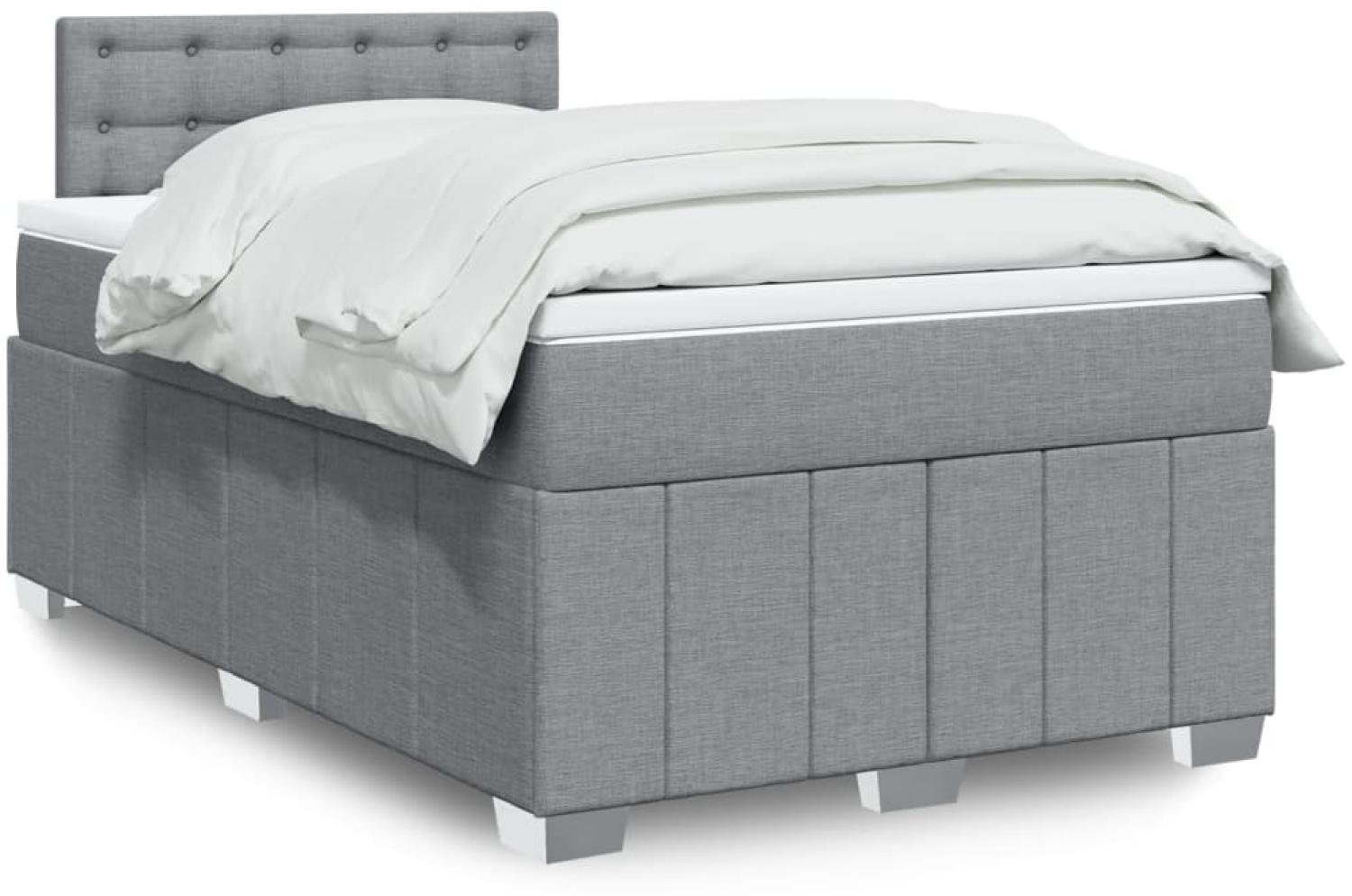 vidaXL Boxspringbett mit Matratze Hellgrau 120x200 cm Stoff 3289349 Bild 1