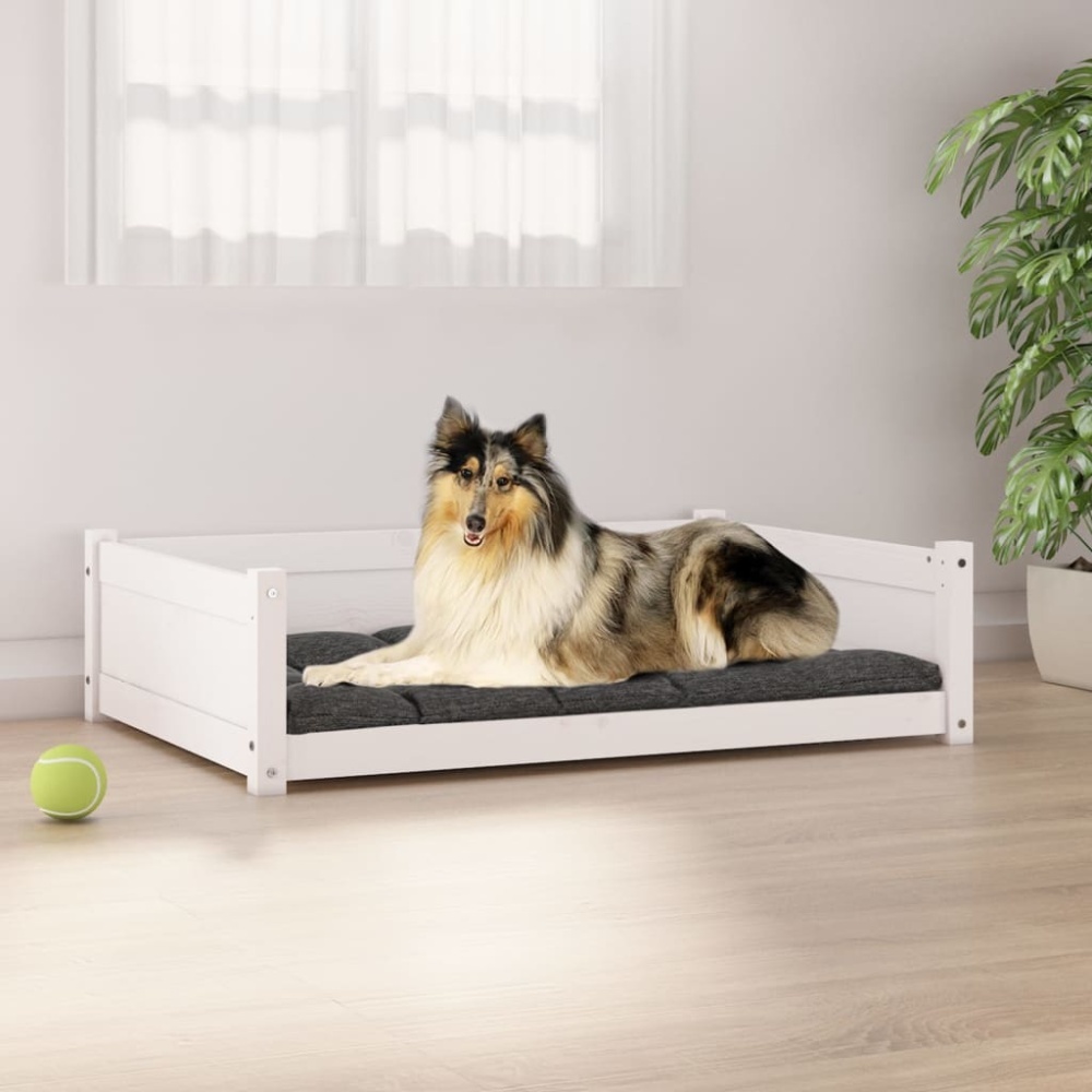 vidaXL Hundebett Weiß 95,5x65,5x28 cm Massivholz Kiefer 821458 Bild 1