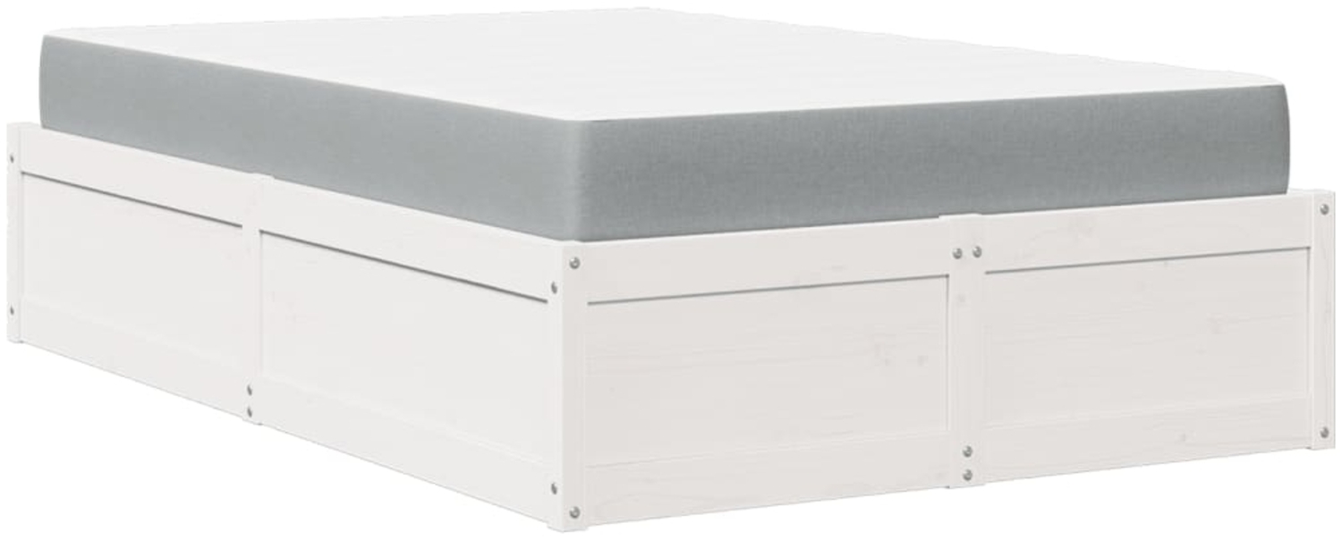 vidaXL Bett mit Matratze Weiß 120x190 cm Massivholz Kiefer 3281953 Bild 1