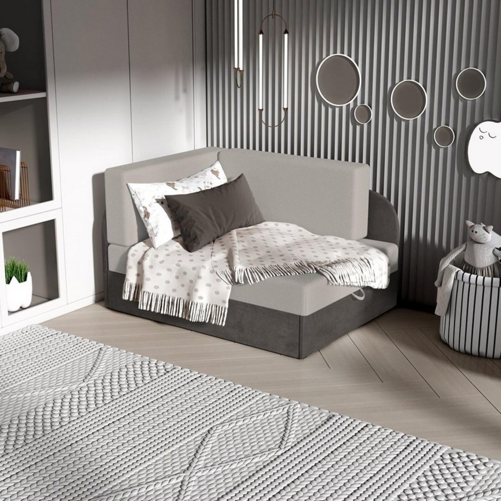 Beautysofa Kindersofa mit Schlaffunktion für ein Kinderzimmer MIKO, modischen Velo-Stoff, Schaumstoffsitz, Universelle Seitenauswahl Bild 1