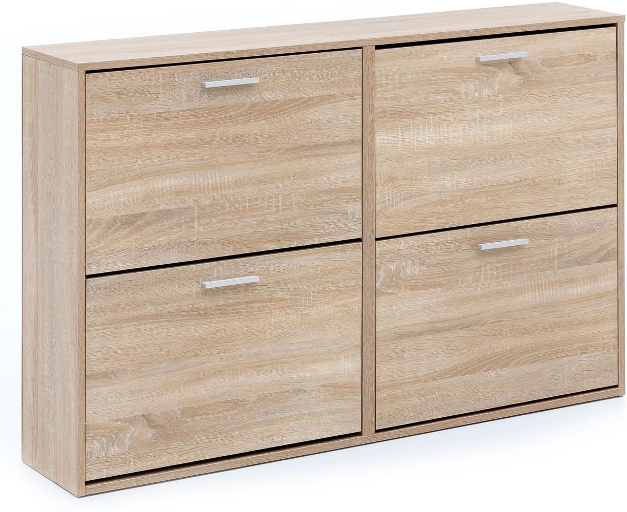 Kadima Design Schuhschrank "Nidda" Holz: Zeitloses Design, große Ablagefläche, 4 Klapptüren, 8 Schuhablagen, einfacher Aufbau. Beige, 120x24x81 cm Bild 1