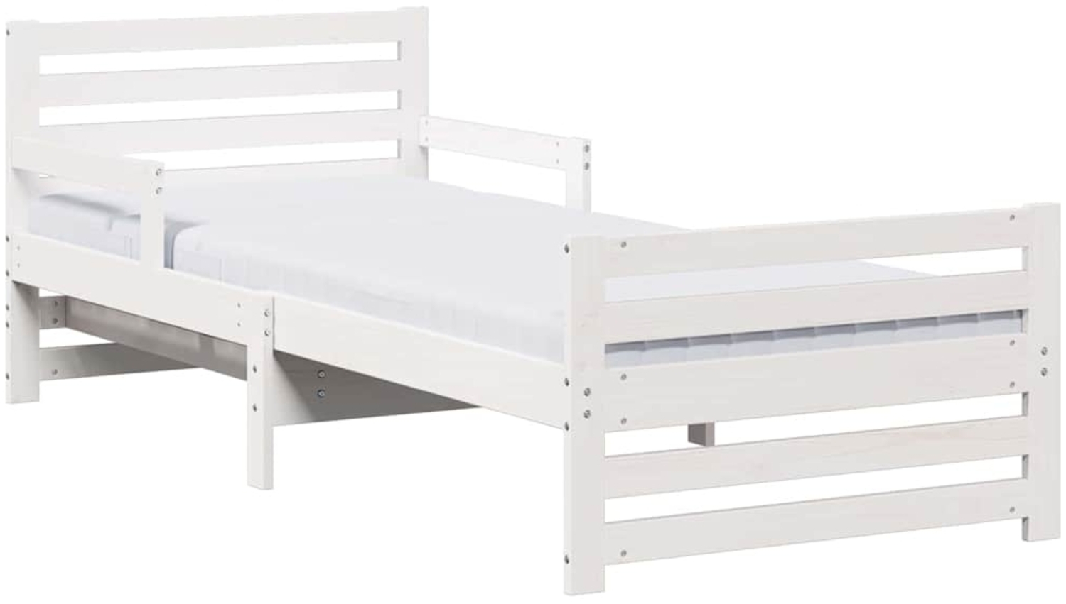 vidaXL Bettrahmen mit Matratze Weiß 80 x 200 cm Massives Kiefernholz 3385956 Bild 1