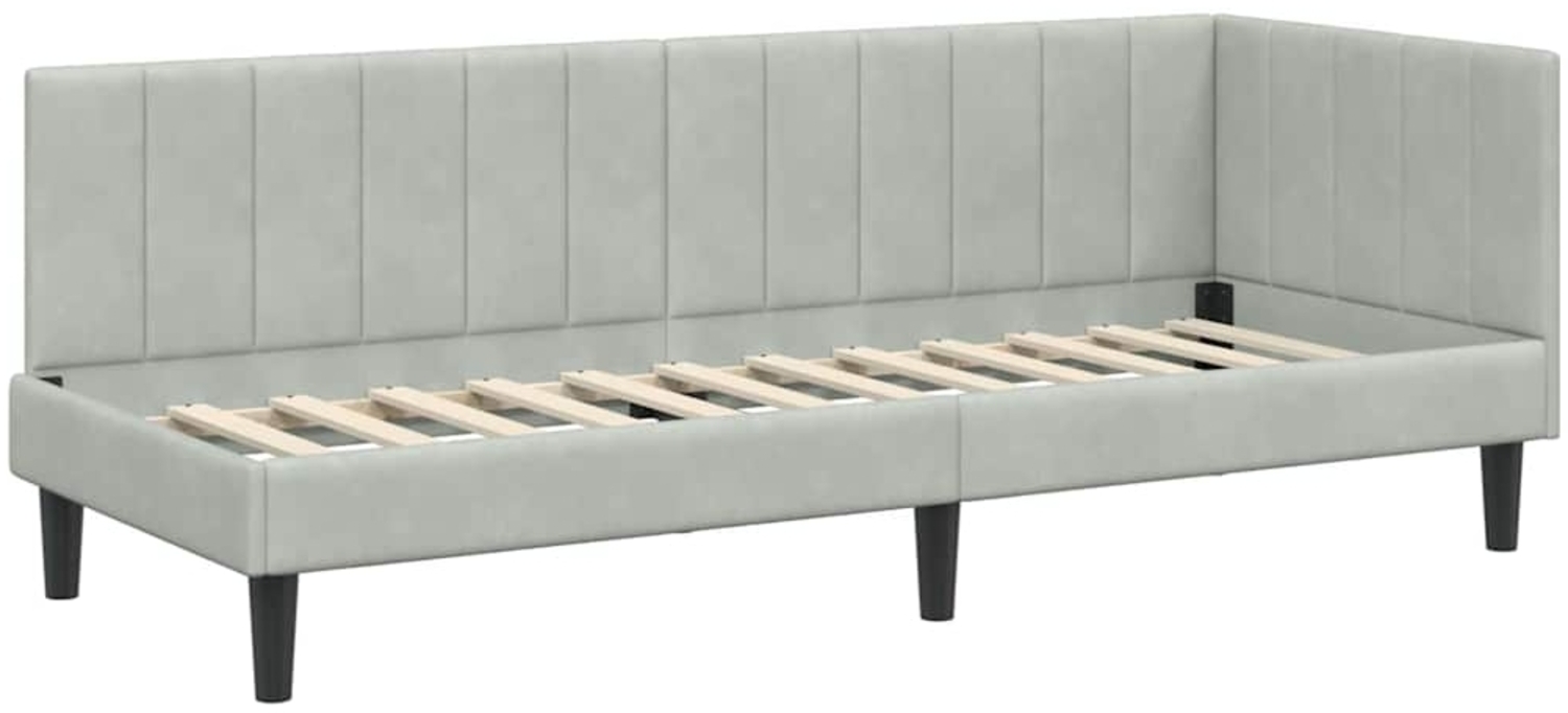 vidaXL Eckbettgestell mit Kopfteil Hellgrau 80 cm x 200 cm Stoff 42016328 Bild 1