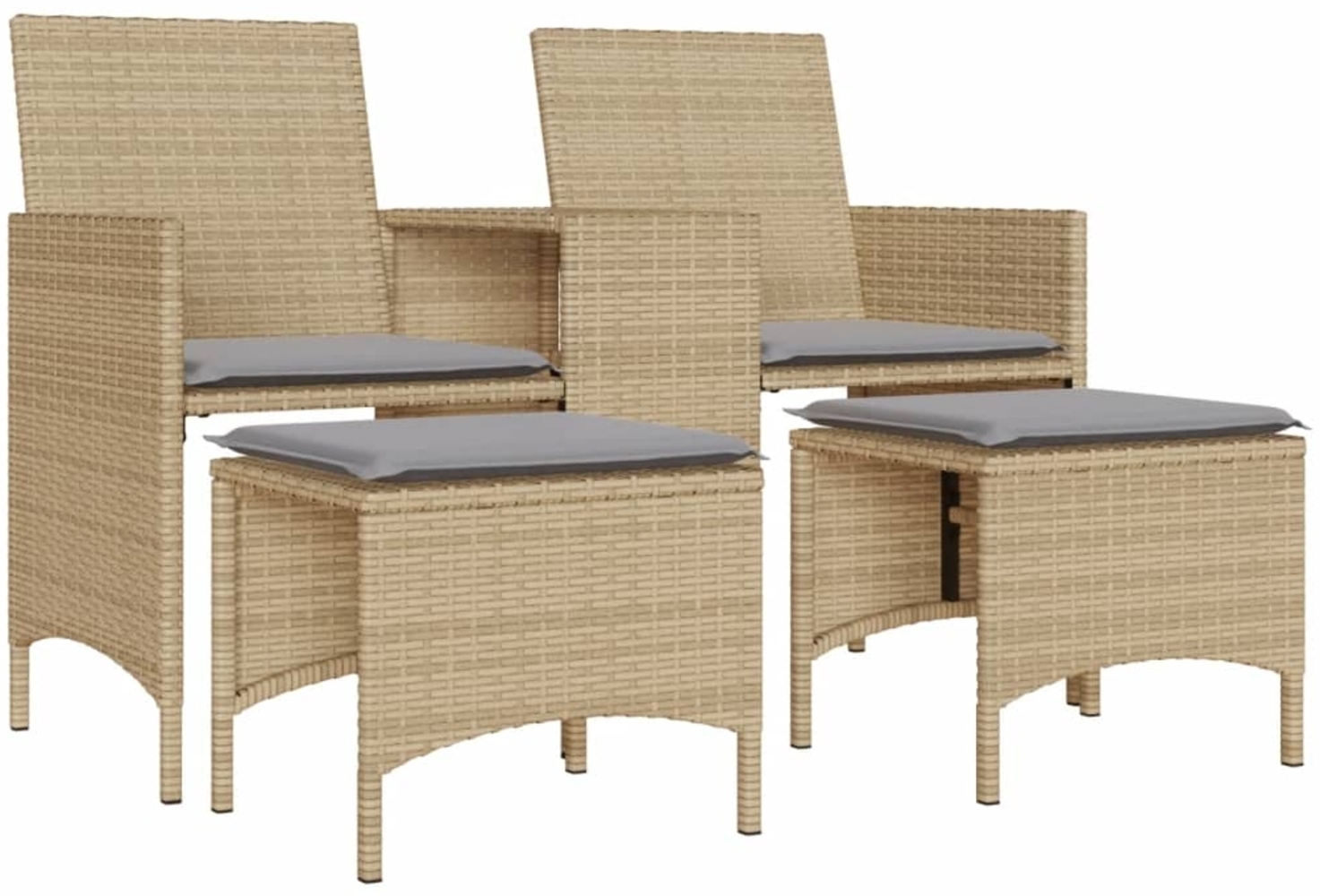 vidaXL Gartensofa 2-Sitzer mit Tisch und Hockern Beige Poly Rattan 4003893 Bild 1