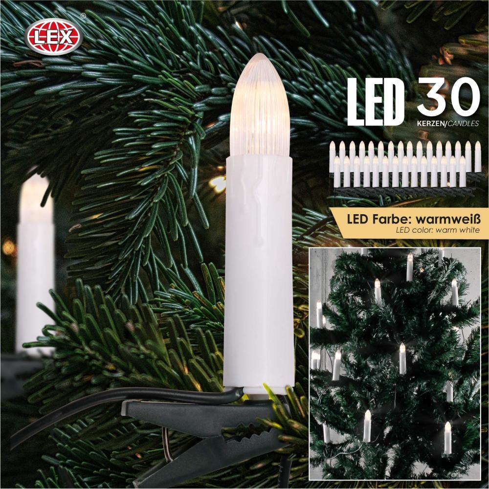 LEX 30er LED Kerzenlichterkette – Warmweiß, 7,3 cm, Steckerbetrieb, Innenbereich Bild 1