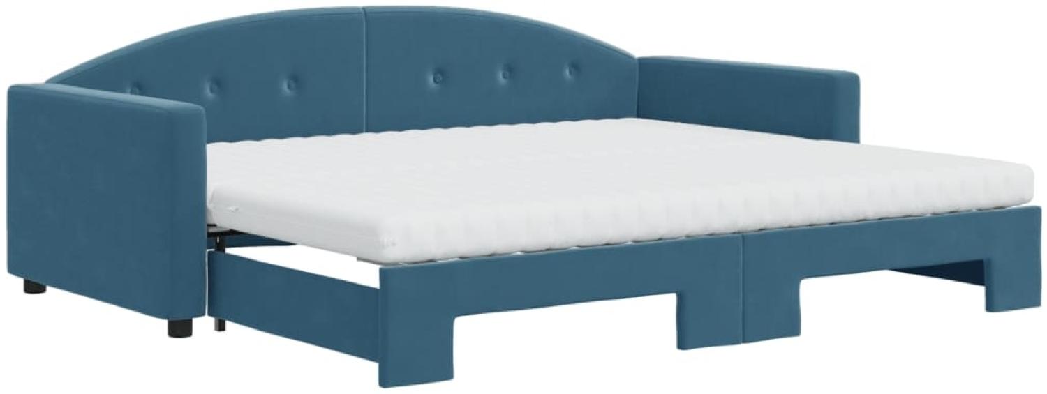 vidaXL Tagesbett Ausziehbar mit Matratzen Blau 90x200 cm Samt 3197324 Bild 1