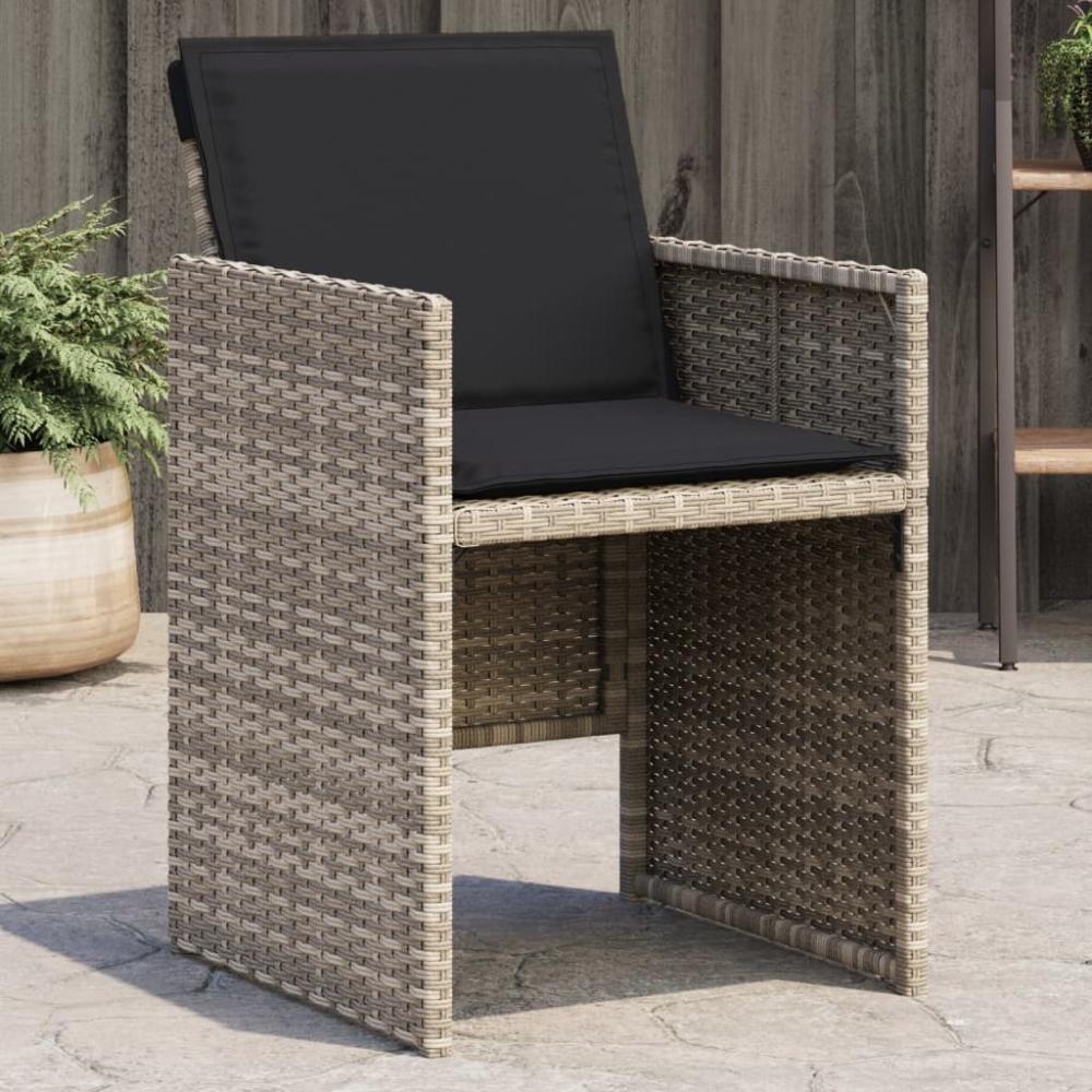 vidaXL Gartenstühle mit Kissen 4 Stk. Hellgrau Poly Rattan 364937 Bild 1