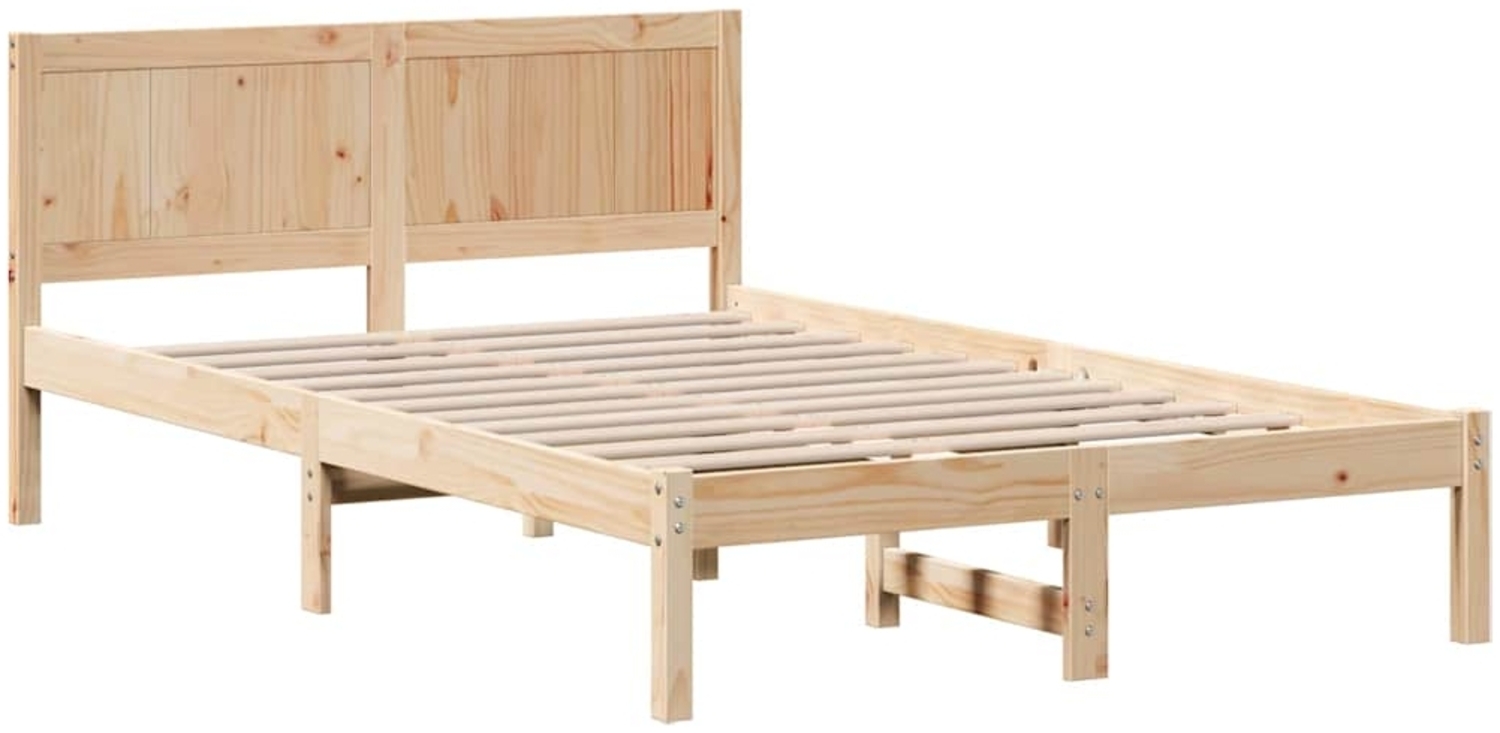 vidaXL Bettgestell Braun 135 x 190 cm Massivholz Kiefer 872197 Bild 1