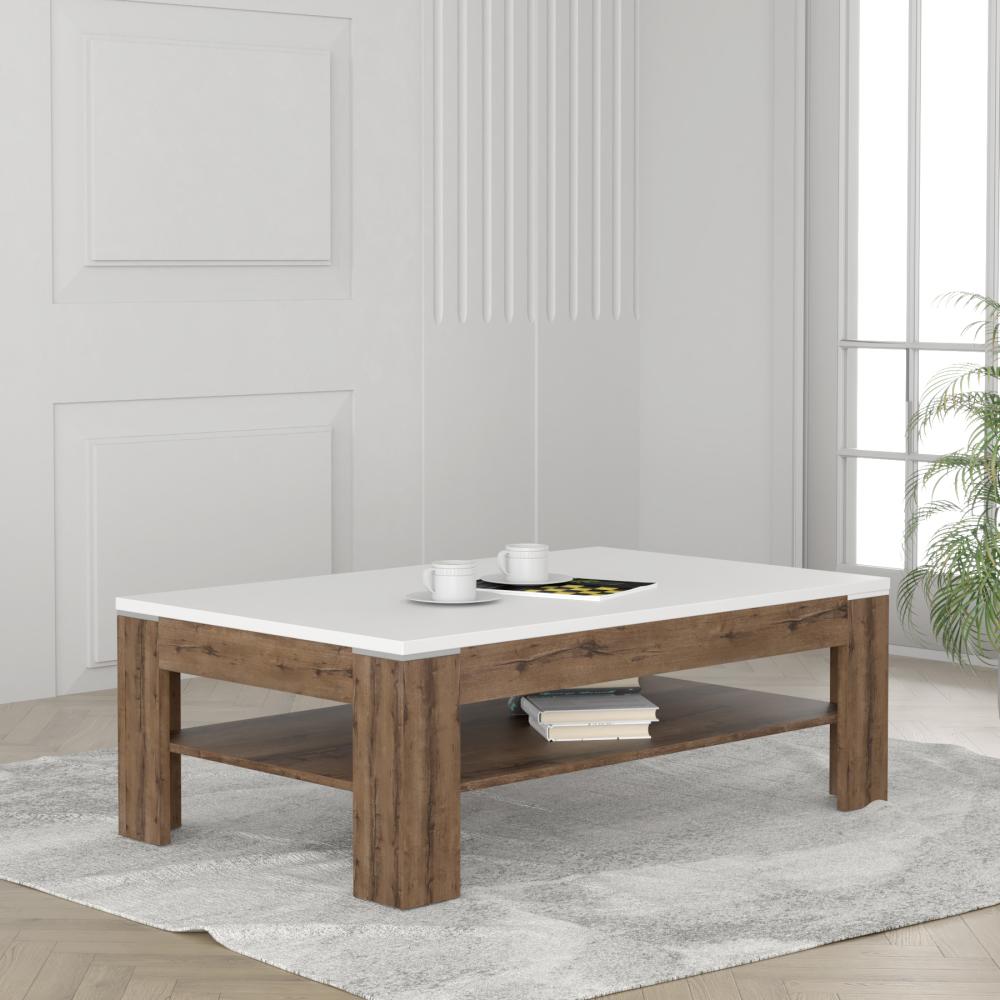 FORTE Marey Couchtisch, Holzwerkstoff, Braun/Weiß, 120 x 43 x 75 cm Bild 1