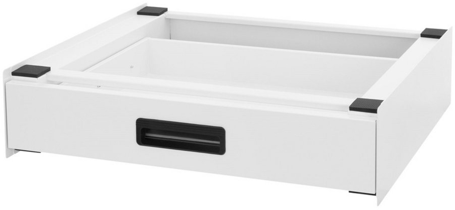 ML-DESIGN Waschmaschinenuntergestell Waschmaschinenzubehör Untergestell Unterbausockel Podest für Trockner, Waschmaschinen Zwischenbausatz mit Schublade 60,5x54x15cm Stahl Weiß Bild 1