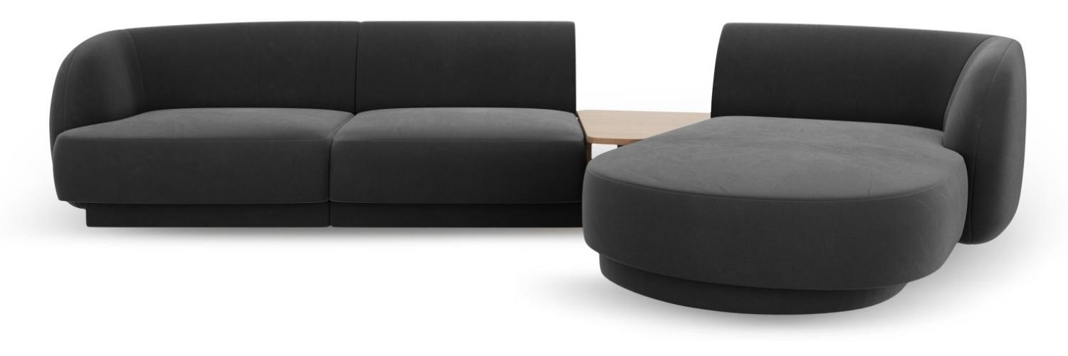 Micadoni Modulares Sofa Miley mit Recamiere 3-Sitzer Rechts Samtstoff Grau Bild 1