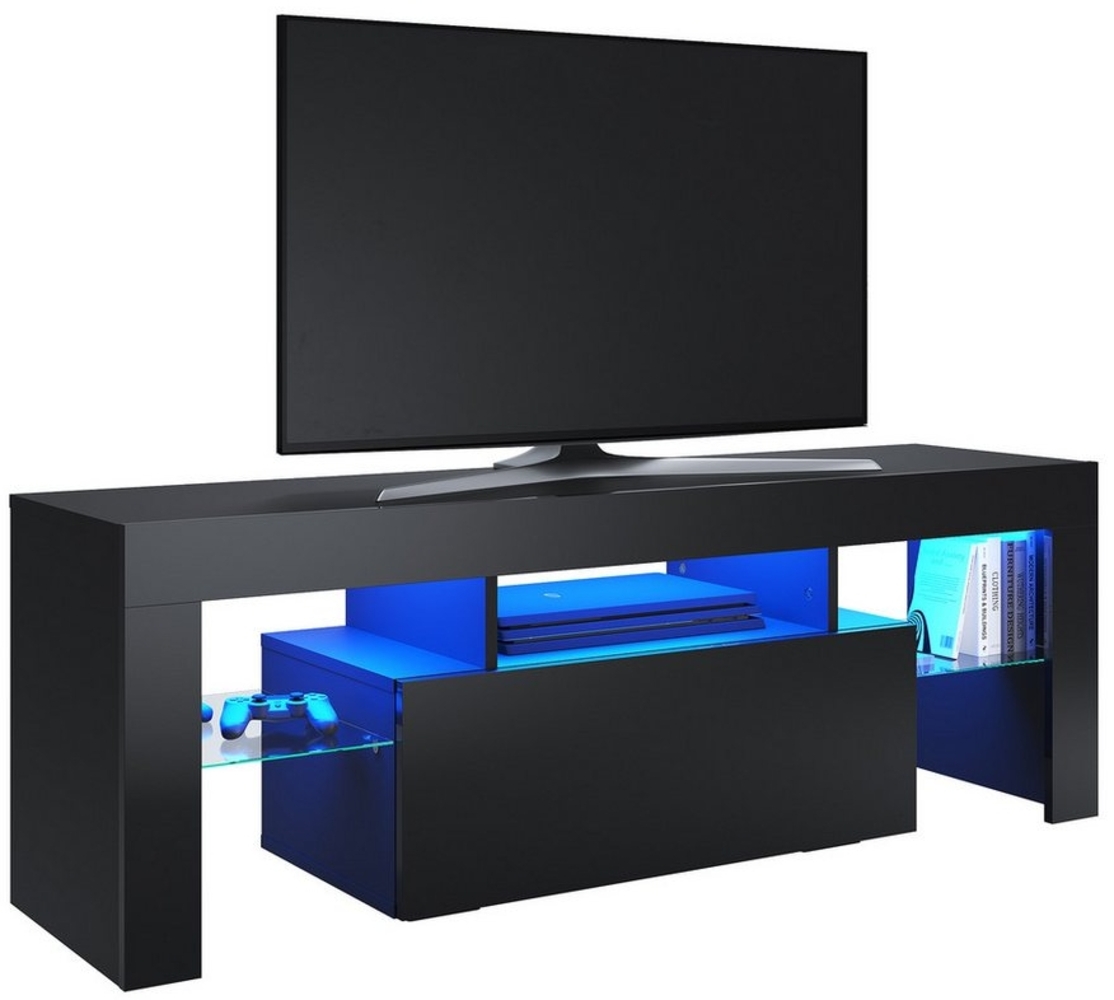 SONNI Lowboard Lowboard TV Board, Der moderne TV-Schrank, Weiß/Schwarz TV Lowboard 130/160/180 cm Bild 1