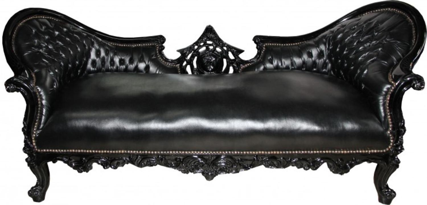 Casa Padrino Barock Sofa Vampire Schwarz/Schwarz - Limited Edition - Lounge Couch Bild 1