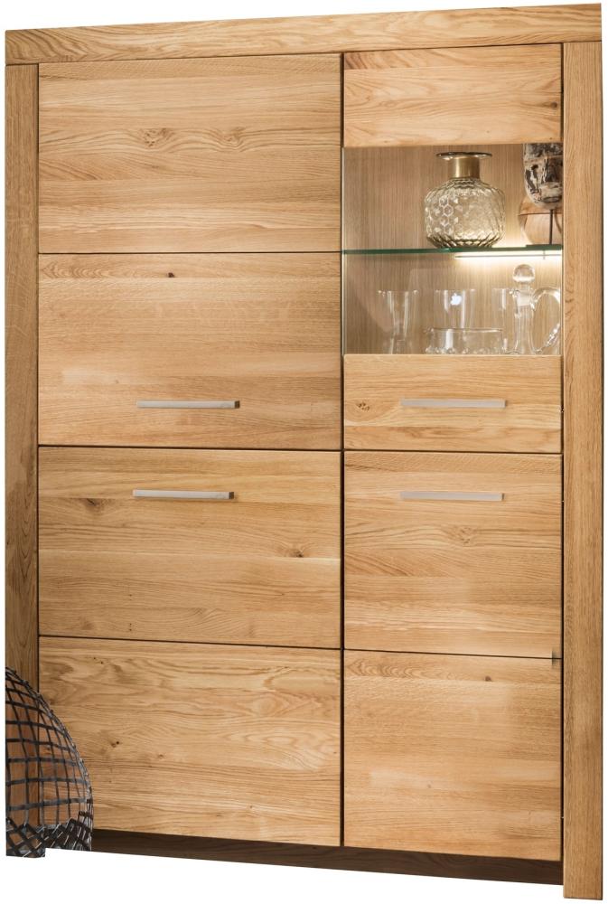 Highboard >WZ-0169< (BxHxT: 102,2x141x35 cm) in natur geölt aus Wildeiche Bild 1