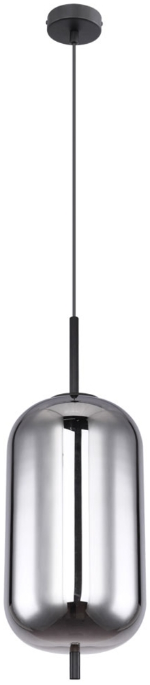 Pendelleuchte, Glas, rauch, Metall, schwarz, H 120cm Bild 1