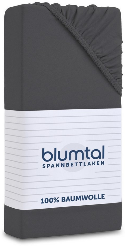 Blumtal® Baumwolle Spannbettlaken 150x200 cm Basics Jersey im 2er Set - Bettbezug 150x200 cm - Oeko-TEX zertifiziertes Spannbetttuch 150x200 cm - Matratzenbezug 150x200 cm - Leintuch - Anthrazit Bild 1