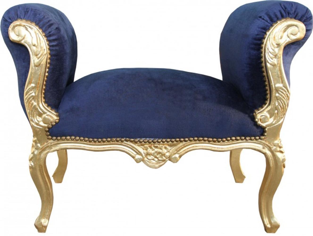 Casa Padrino Barock Schemel Hocker Royalblau / Gold - Sitzbank Bild 1