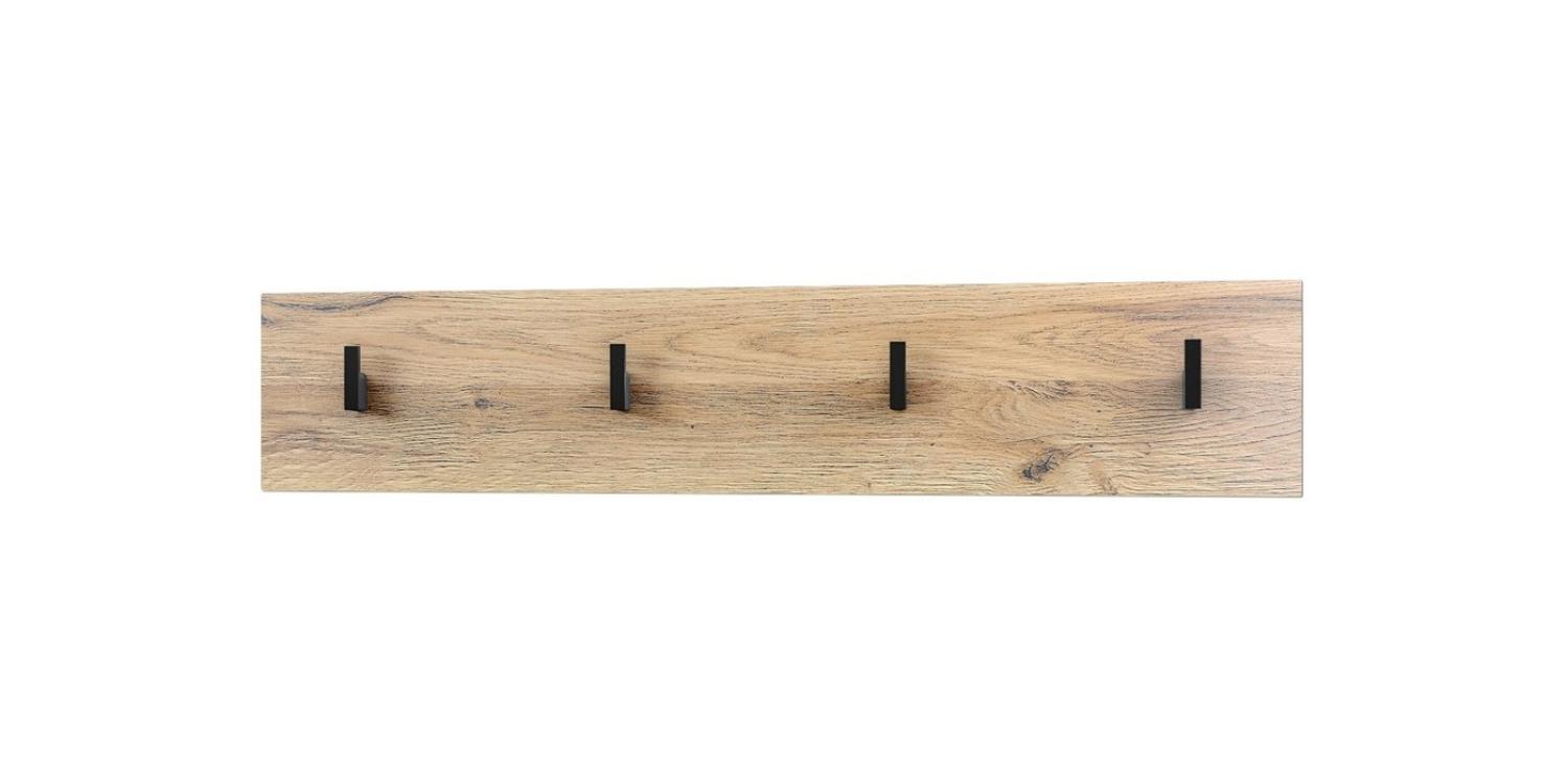 Vladon Garderobenpaneel Linea (Wandgarderobe, mit 4 Kleiderhaken), Eiche Natur (72 x 14,5 x 3,5 cm) Bild 1