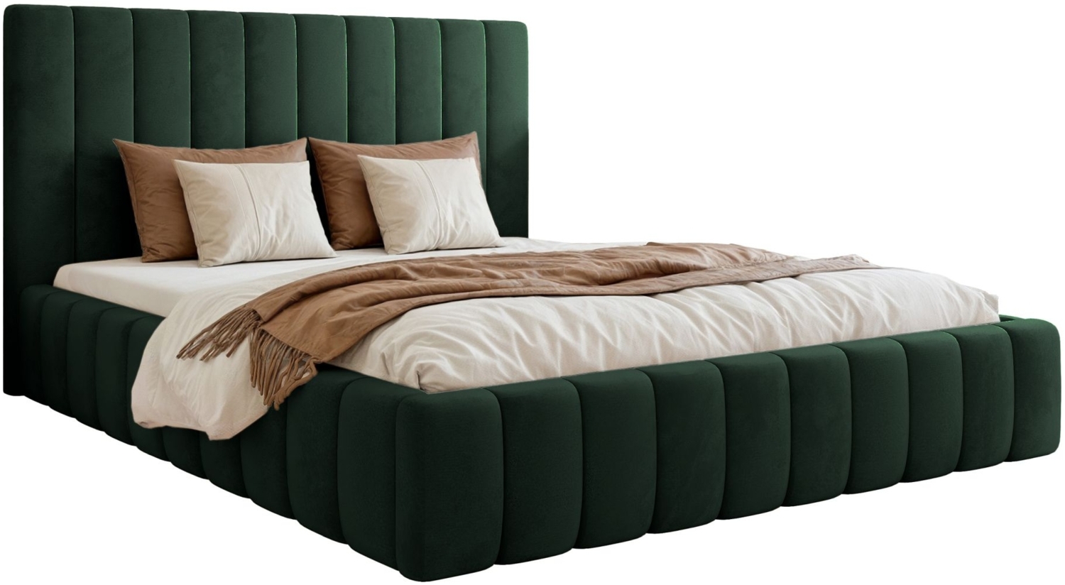 Selsey 'Fiarro' Polsterbett mit Bettkasten, Velours, dunkelgrün, 180x200 cm Bild 1