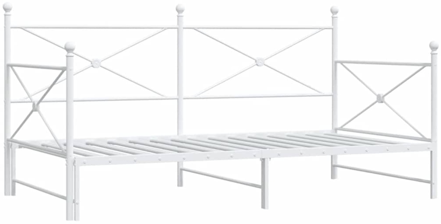 vidaXL Tagesbett Ausziehbar ohne Matratze Weiß 100x200 cm Stahl 4104691 Bild 1
