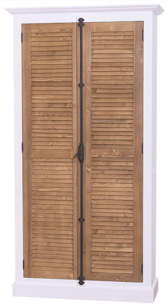 Casa Padrino Landhausstil Kleiderschrank Weiß / Braun 109 x 39 x H. 210 cm - Landhausstil Schlafzimmermöbel Bild 1