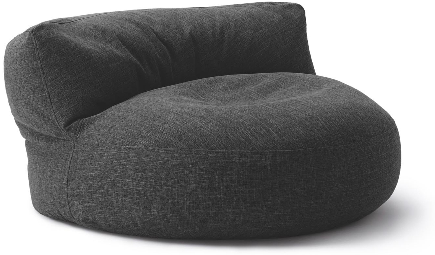 Lumaland Interior Line Sitzsack-Lounge, Rundes Sitzsack-Sofa für drinnen, 320l Füllung, 90x50 cm, Leinen Look and Feel, Dunkelgrau Bild 1