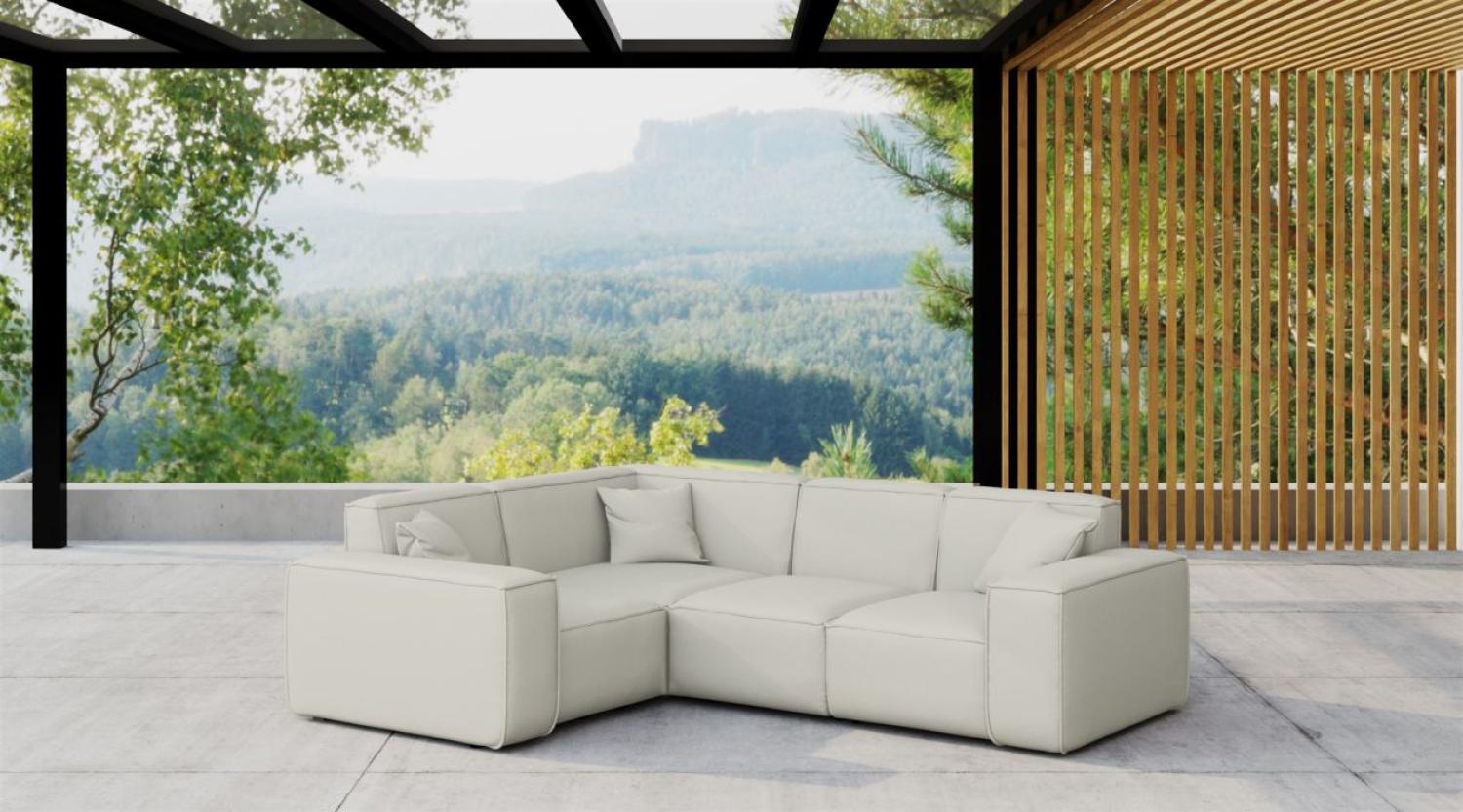 Garten Ecksofa SUMMER wetterfester Stoff NXL Altweiß kurzer Schenkel Links Bild 1