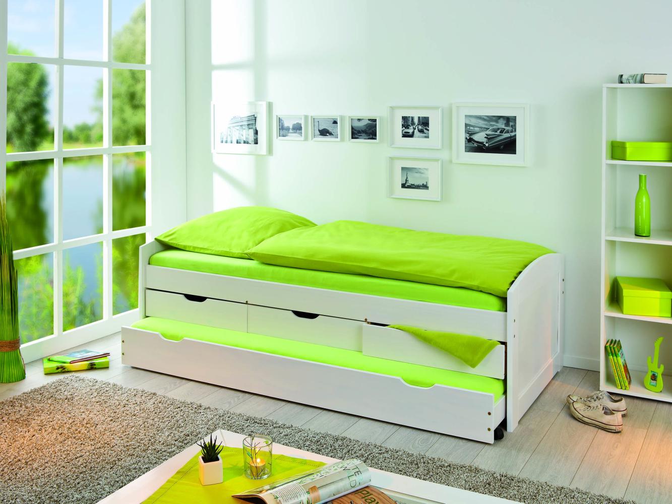 Funktionsbett >Ulli< (B/H/T 205 x 63 x 98 cm) in Weiss - 205x63x98 (BxHxT) Bild 1