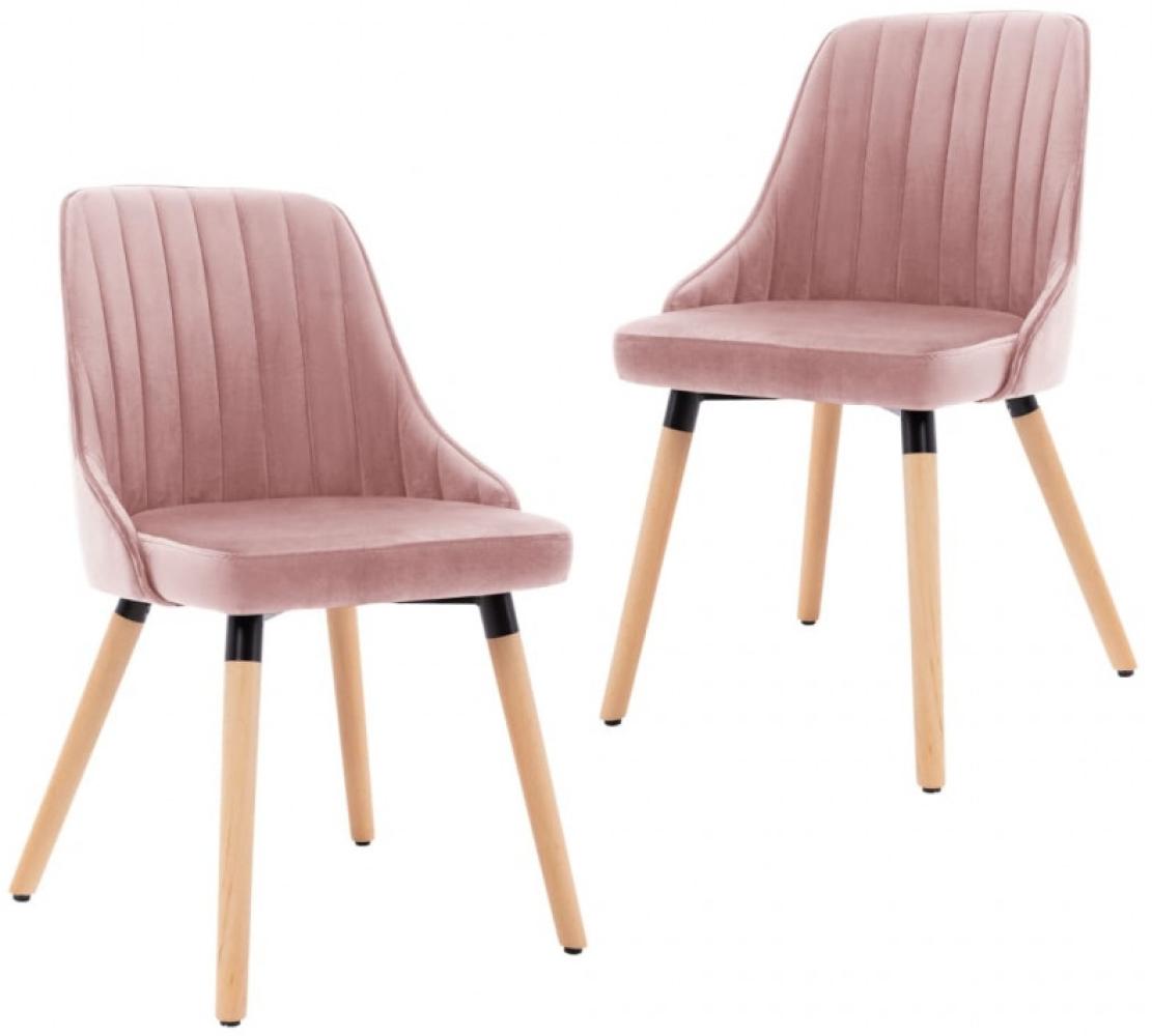 vidaXL Esszimmerstühle 2 Stk. Rosa Samt [323056] Bild 1