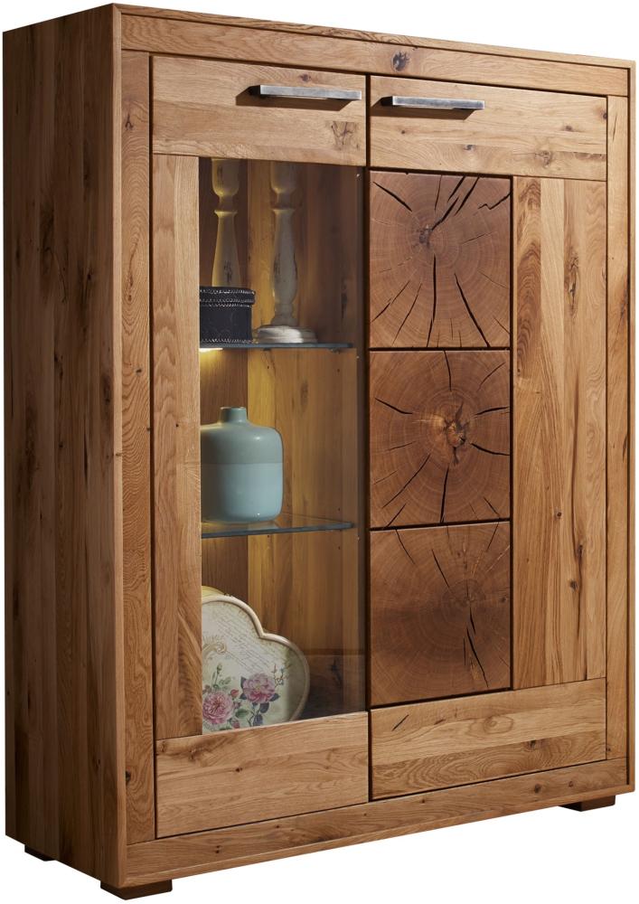 Highboard >WZ-0315< (BxHxT: 103x135x40 cm) in natur geölt - 103x135x40 (BxHxT) Bild 1