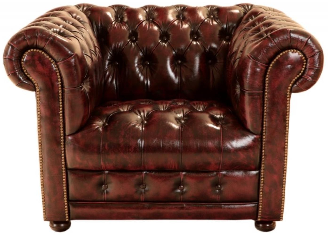 Einsitzer-Sofa Chesterfield Manchester aus echtem Rindsleder New Red Bild 1