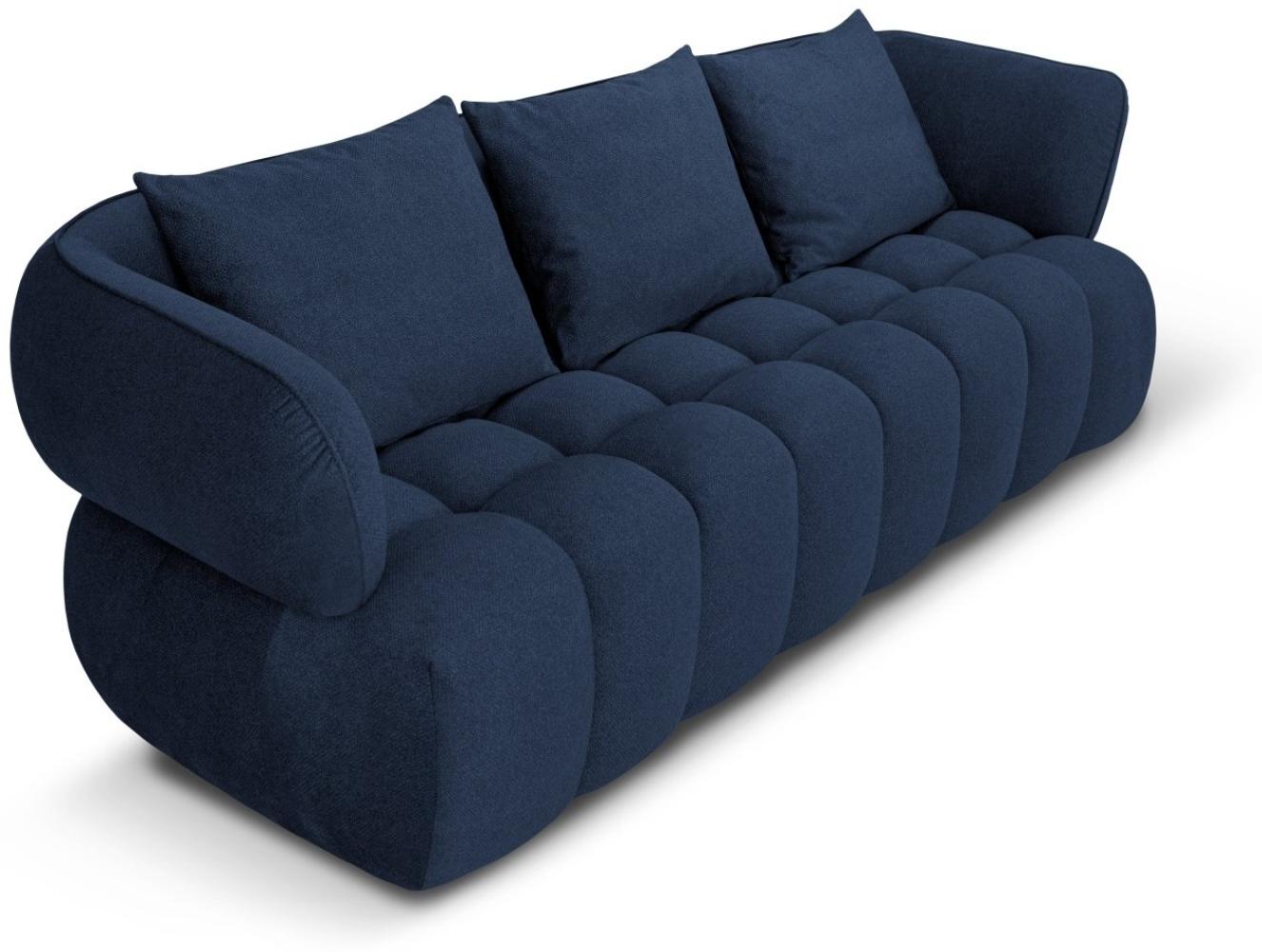 Micadoni Sofa Reese 3-Sitzer Strukturierter Samtstoff Dunkelblau Bild 1