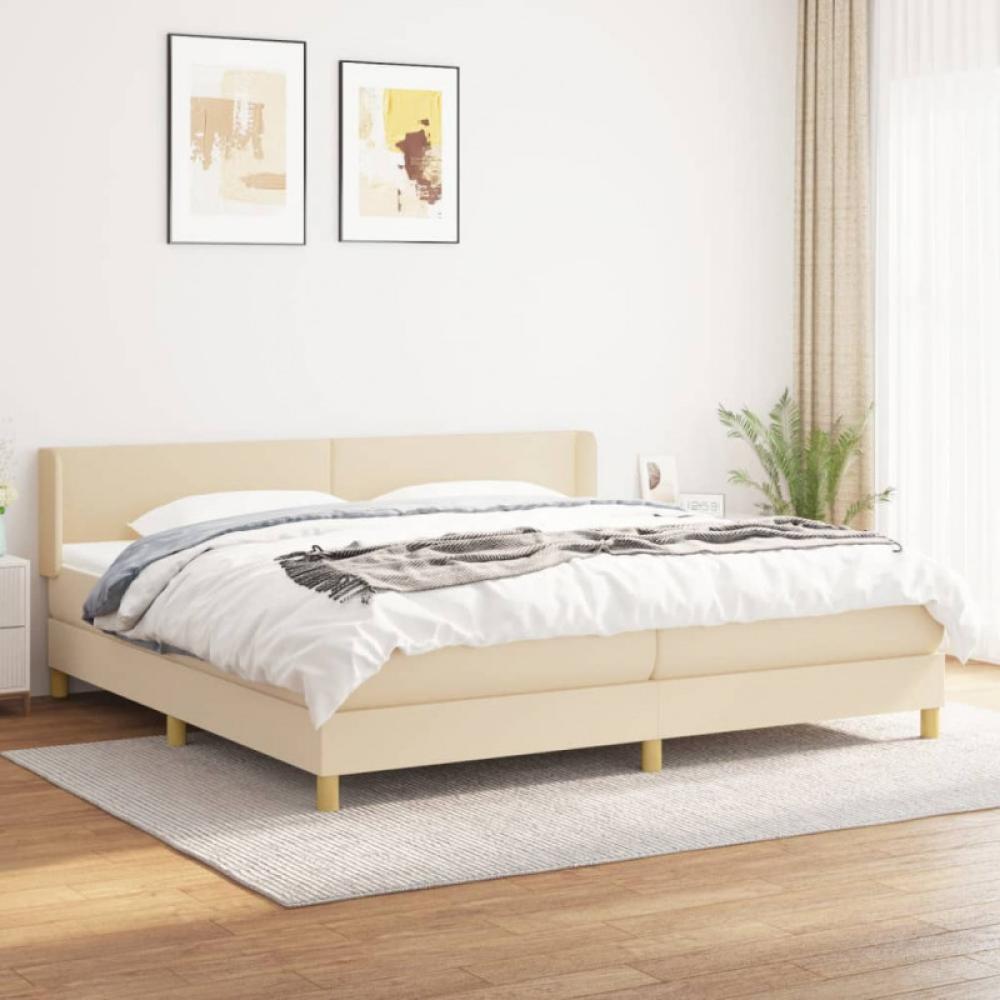 Boxspringbett mit Matratze Stoff Creme 200 x 200 cm, Härtegrad: H2 [3130142] Bild 1