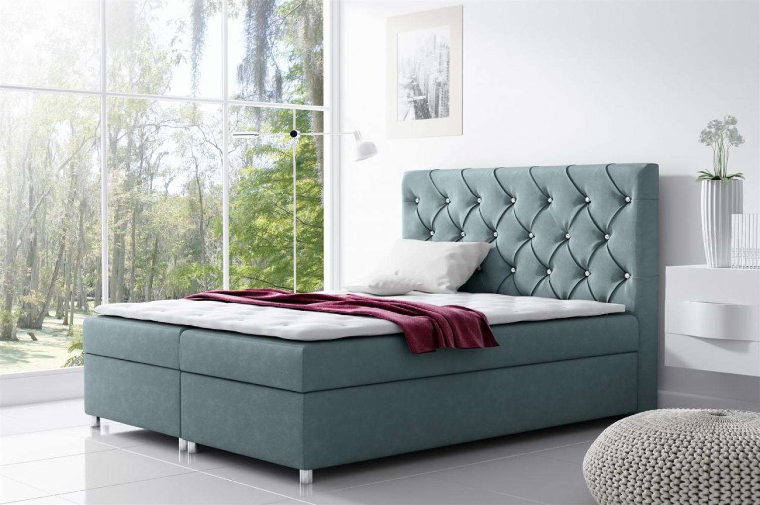 Boxspringbett Schlafzimmerbett DOLCE Polyesterstoff Oceangrün 120x200cm Bild 1