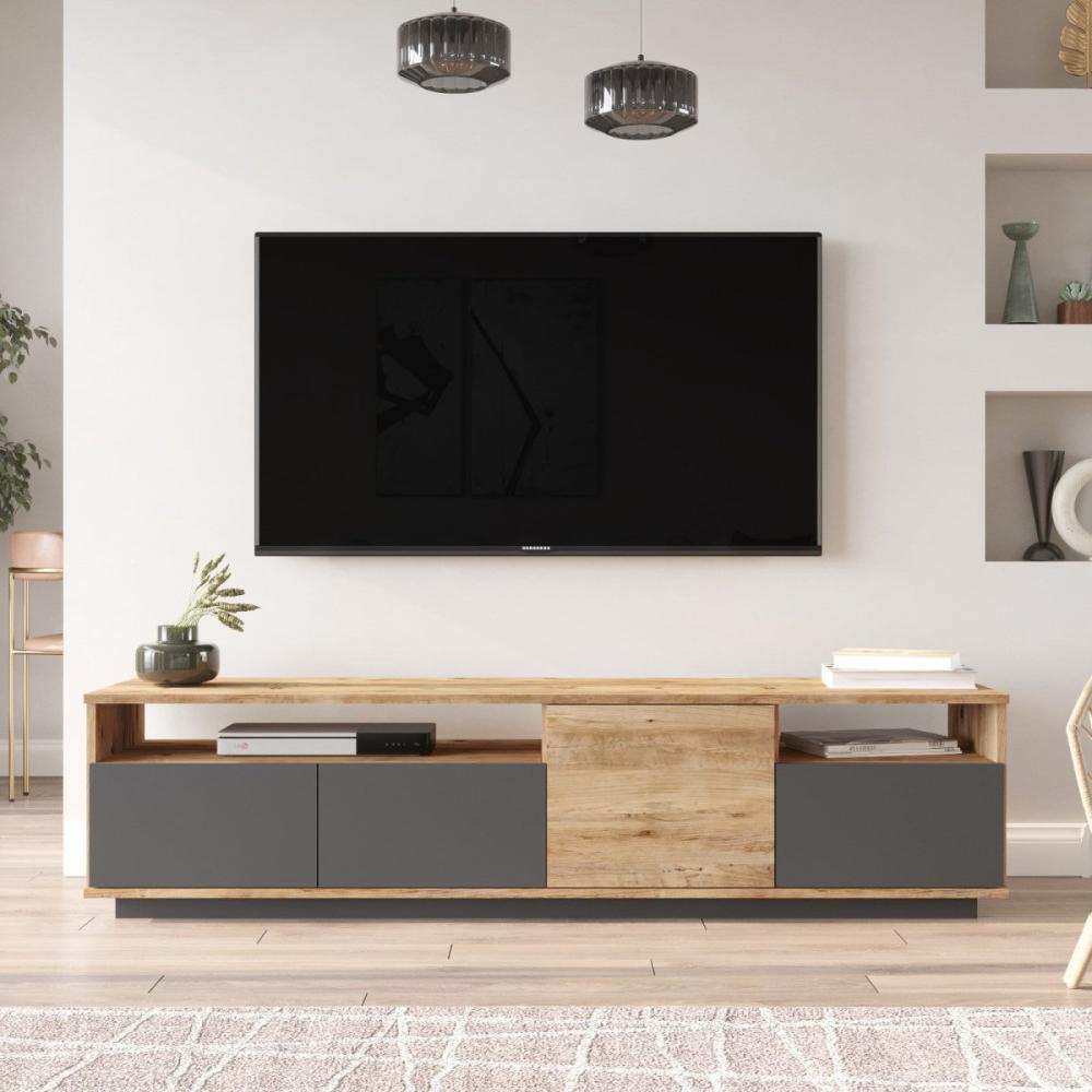 Designer TV Lowboard Tolve Anthrazit/Holz Bild 1