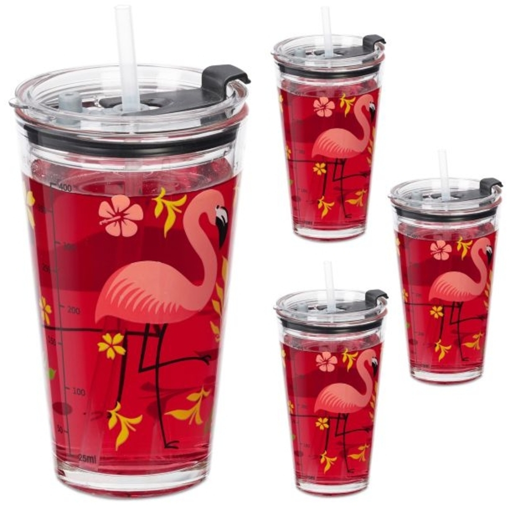4er Set Trinkgläser mit Flamingo-Motiv Bild 1