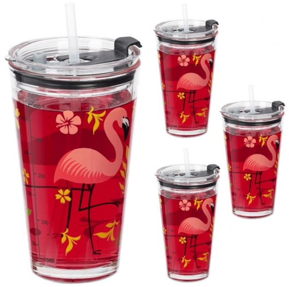 4er Set Trinkgläser mit Flamingo-Motiv 10044964 Bild 1