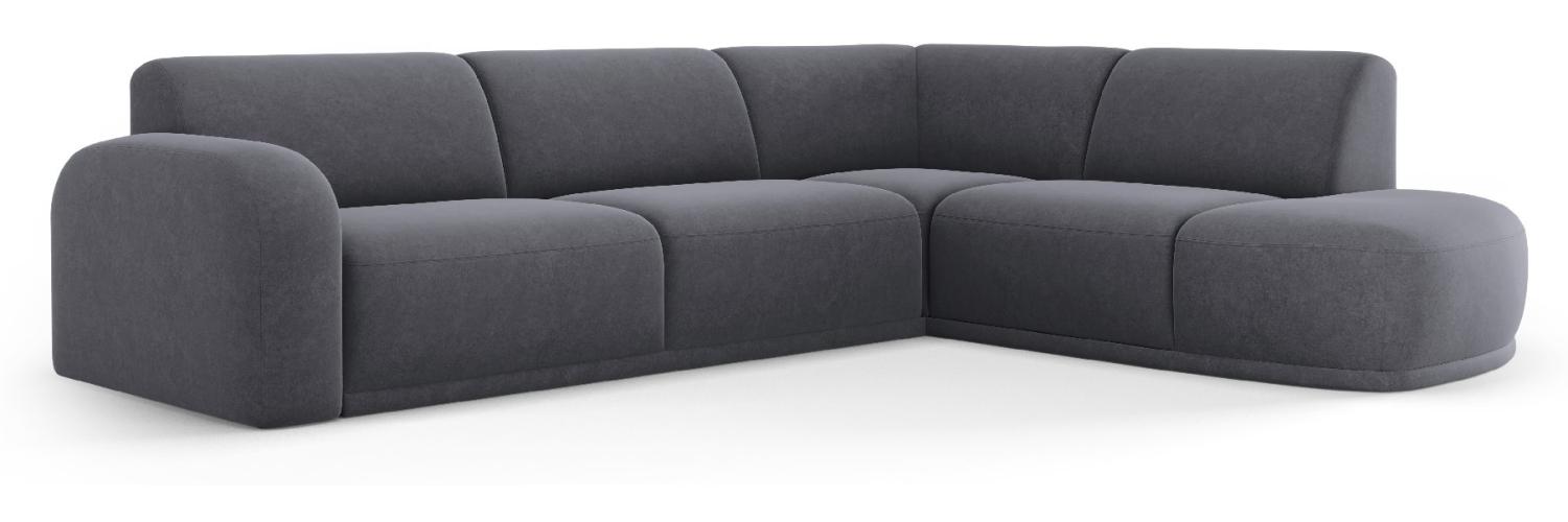 Micadoni Ecksofa Erin 4-Sitzer 1 Armlehne Rechts Samtstoff Dunkelgrau Bild 1