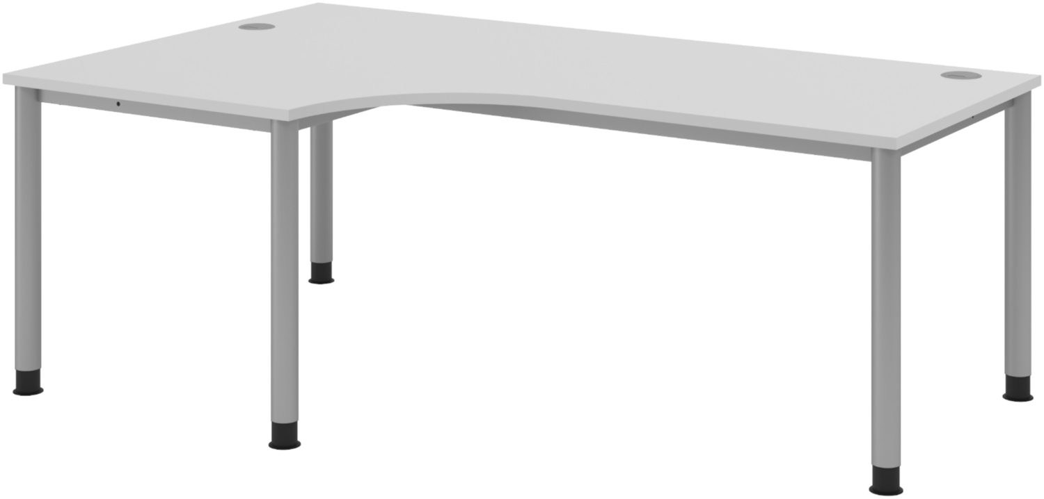 bümö höhenverstellbarer Eckschreibtisch H-Serie 200x120 cm in grau, Gestell in Silber - Schreibtisch L Form, großer Tisch für's Büro, Computertisch höhenverstellbar, HS-82-5 Bild 1